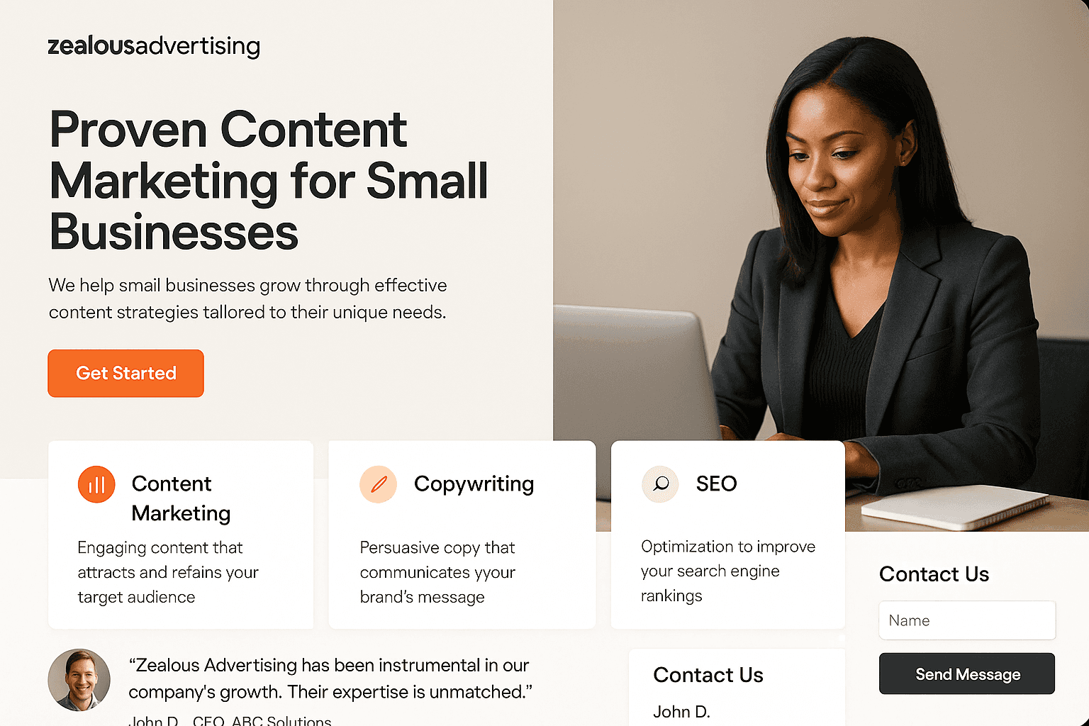 zealousadvertising.com website mockup